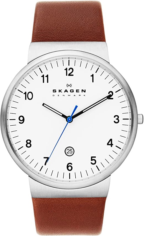 Skagen Men's Analog Quartz Watch with Leather Strap SKW6082: Amazon.co.uk: Watches