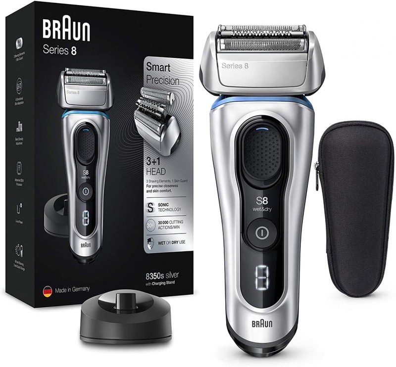 Braun Series 8s Rasierer, Gründliche Rasur mit 3+1 Scherkopf, Elektrorasierer & Präzisionstrimmer, Ladestation, Li-Ionen-Akku für 60 Min. Laufzeit, AutoSense Technologie, Wet&Dry;, silber: Amazon.de: Drogerie & Körperpflege
