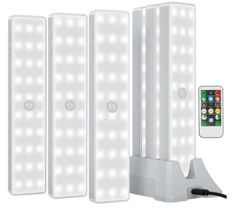 Amazon.com: Racokky Under Cabinet Lighting with Remote, Motion Activated RV Step Light | with Charge Stand, 6 Pack 30LEDs 8'' Rechargeable Closet Lights, Dimmable, Magnetic, for Kitchen Wardrobe Stair Motorhome : Automotive