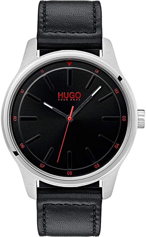 HUGO Herren Analog Quarz Uhr mit Leder Armband 1530018: Amazon.de: Uhren