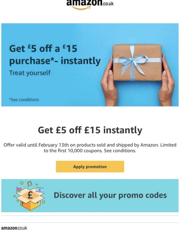 Amazon.co.uk: Get £5 off £15