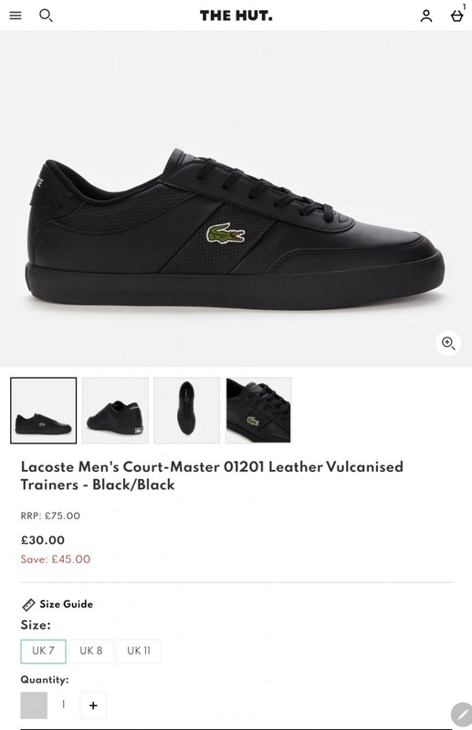 Lacoste Men's Court-Master 01201 Leather Vulcanised Trainers - Black/Black | TheHut.com