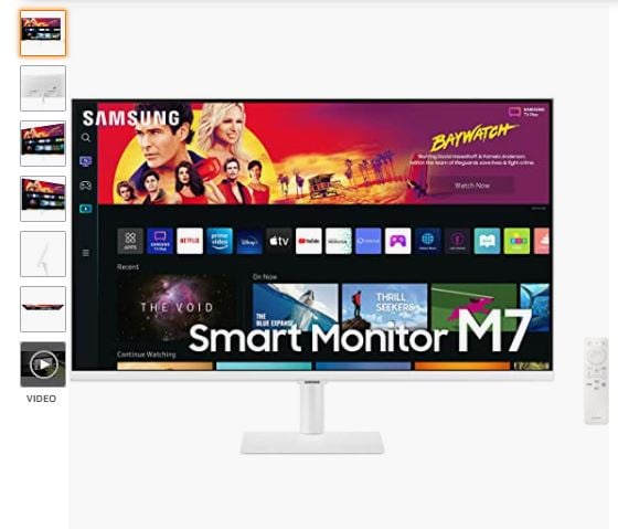Samsung Smart Monitor M7 (S32BM701), Flat 32'', 3840x2160 (UHD 4K), Piattaforma Smart TV (Amazon Video, Netflix), Airplay, Mirroring, Office 365, Wireless Dex, Casse Integrate, WiFi, USB TypeC, Bianco : Amazon.it: Informatica