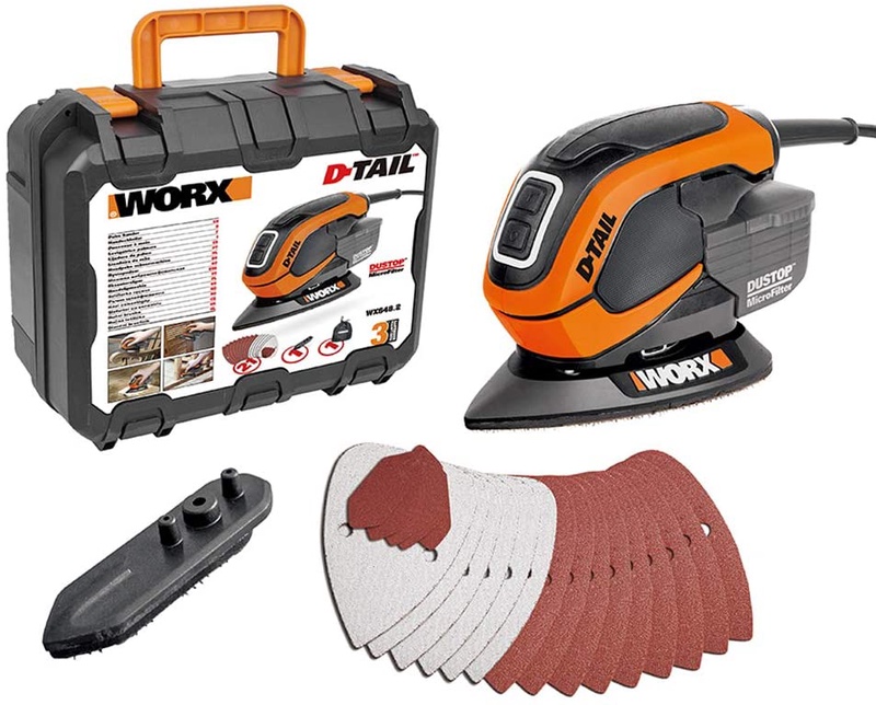 Lijadora mouse de 65W - Worx WX648. Incluye 17 accesorios : Amazon.es: Bricolaje y herramientas