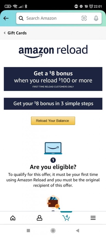 Amazon.com: Amazon Reload $8 Promotional Offer: Gift Cards