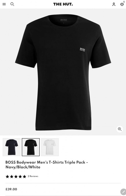 BOSS Bodywear Men's T-Shirts Triple Pack - Navy/Black/White | TheHut.com