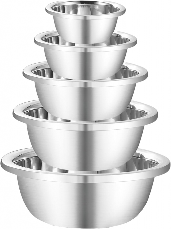 Amazon.com: ckrookio Stainless Steel Mixing Bowls Set - Home Metal Mixing Bowls Set of 5 for Refrigerator Kitchen Food Storage Organizers Polished Mirror Kitchen Bowls Large Stainless Steel Bowls for Mixing: Home & Kitchen
