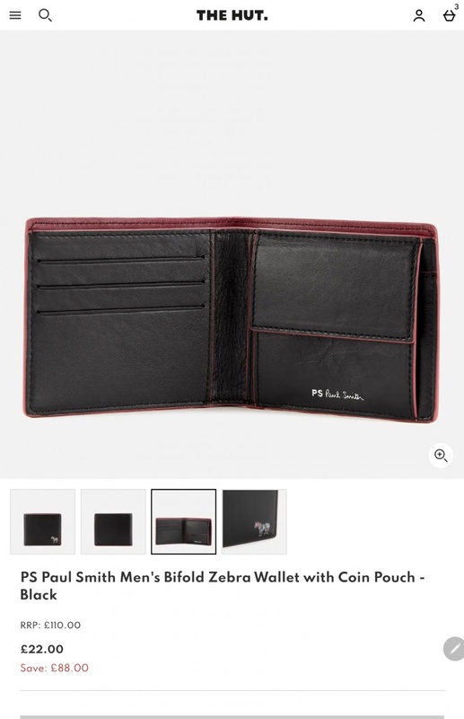 PS Paul Smith Men's Bifold Zebra Wallet with Coin Pouch - Black | TheHut.com