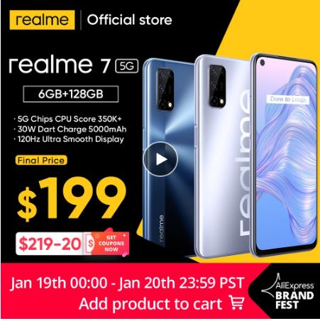 World Premiere realme 7 5G Dimensity 800U Smartphone 6GB 128GB 120Hz Display 48MP Camera 5000mAh Global Version 30W Dart Charge|Cellphones| - AliExpress
