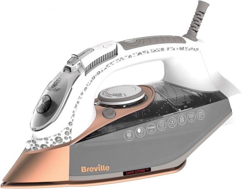 Breville VIN401 DiamondXpress Steam Iron, 3100 W, 200G Steam Shot, Multi-Directional Diamond Ceramic Soleplate, 400 ml Water Tank, White & Rose Gold: Amazon.co.uk: Kitchen & Home