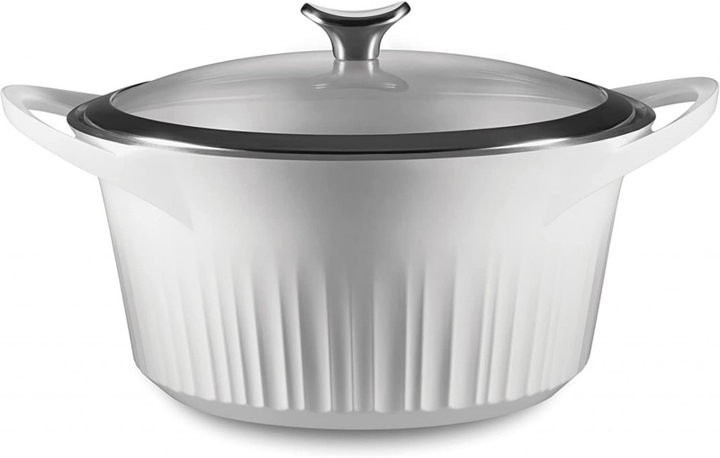 Amazon.com: CorningWare, Non-Stick 5.5 Quart QuickHeat Dutch Oven Pot with Lid, Lightweight, Ceramic Non-Stick Interior Coating for Even Heat Cooking, Perfect for Baking, Frying, Searing and More, French White : Everything Else