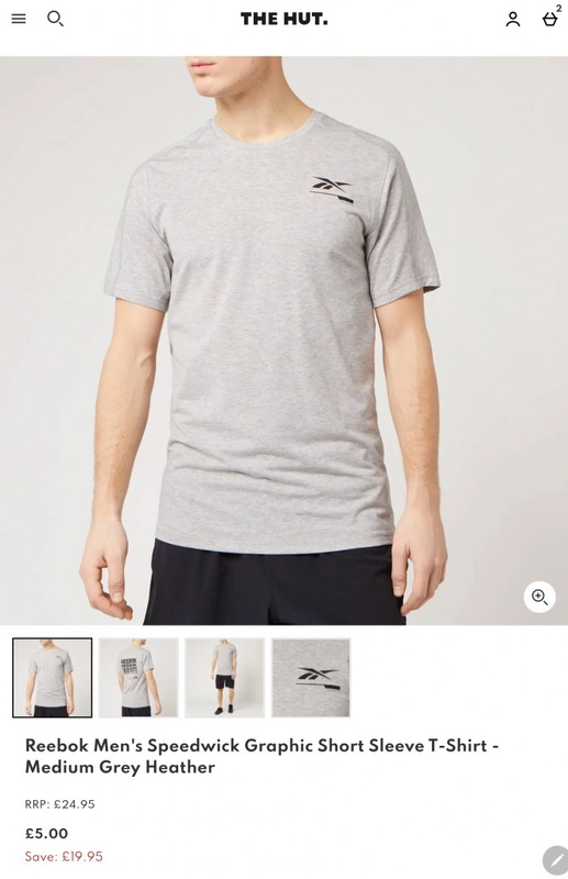 Reebok Men's Speedwick Graphic Short Sleeve T-Shirt - Medium Grey Heather | TheHut.com