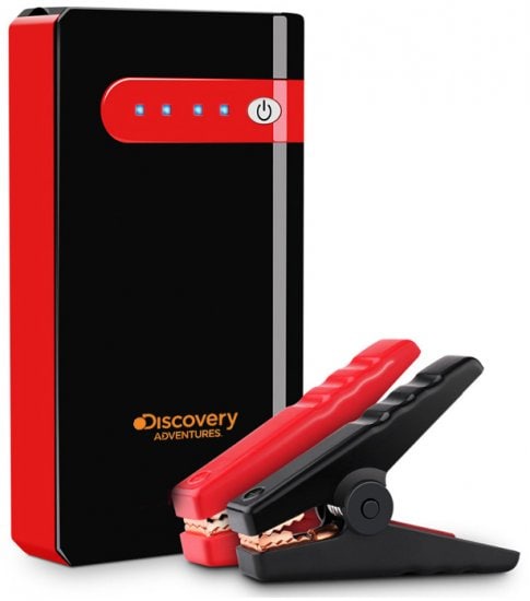 בוסטר התנעה לרכב + סוללת גיבוי + פנס Discovery 8000mAh LED - צבע אדום/שחור