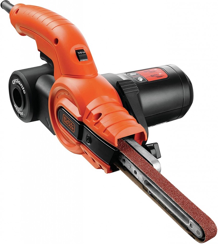 Black + Decker KA900E belt sander with extraction / sander for wood, metal, stone, plaster, ceramic tiles and plastic / for grinding, filing, sharpening and rust removal / tape dimensions: 451 x 13 mm., orange, KA900E-QS : Amazon.de: DIY & Tools