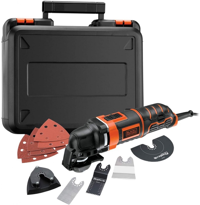 BLACK+DECKER Outil multifonctions oscillatoire filaire 300W - 22 000 osc/min - 2,8° - Fixation rapide et sans outil - Livré en coffret avec 11 accessoires : sciage - ponçage et raclage - MT300KA-QS : Amazon.fr: Bricolage