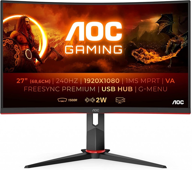 AOC C27G2ZU/BK - Monitor curvo gaming de 27