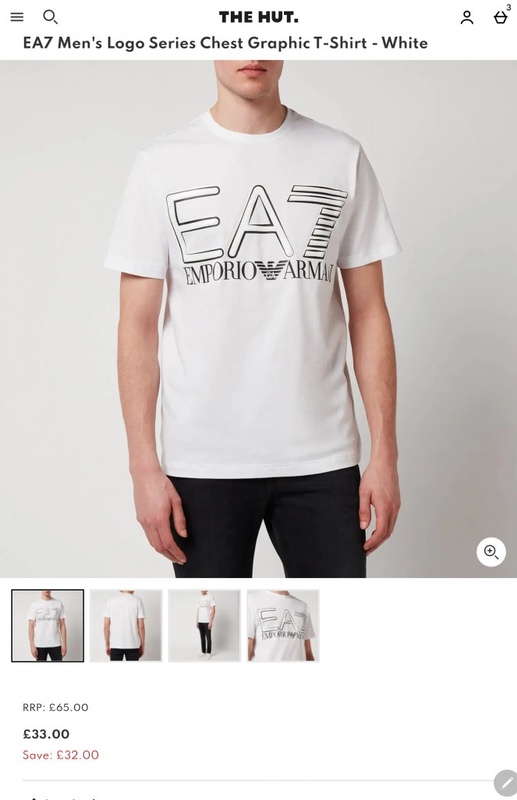 EA7 Men's Logo Series Chest Graphic T-Shirt - White | TheHut.com