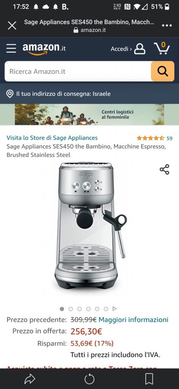 Sage Appliances SES450 the Bambino, Macchine Espresso, Brushed Stainless Steel : Amazon.it: Casa e cucina