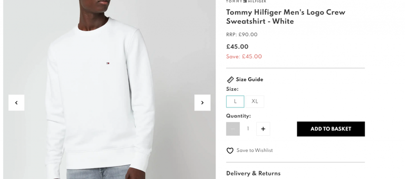 Tommy Hilfiger Men's Logo Crew Sweatshirt - White | TheHut.com