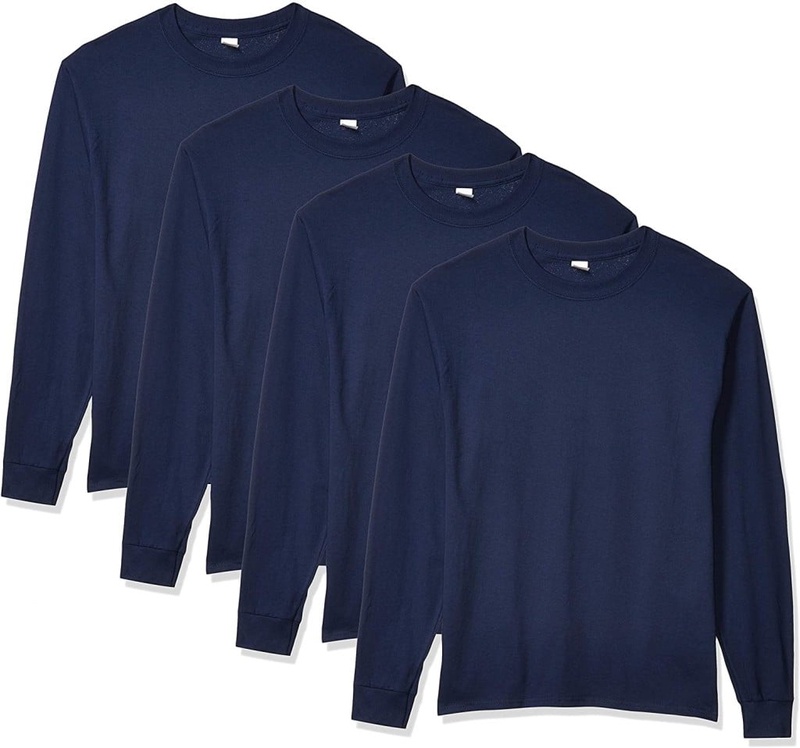 Hanes Men's Essentials Long Sleeve T-shirt Value Pack (4-pack), White, Medium | Amazon.com