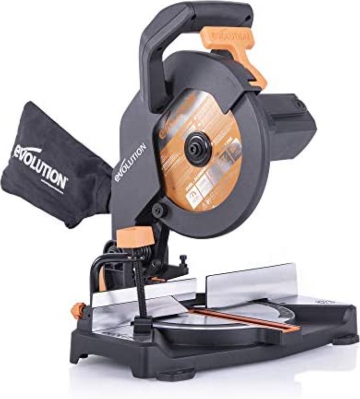Evolution Power Tools R210CMS Compound Mitre Saw With Multi-Material Cutting, 45° Bevel, 45° Mitre, 1200W, (230 V) : Amazon.co.uk: DIY & Tools