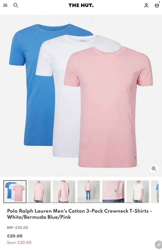 Polo Ralph Lauren Men's Cotton 3-Pack Crewneck T-Shirts - White/Bermuda Blue/Pink | TheHut.com