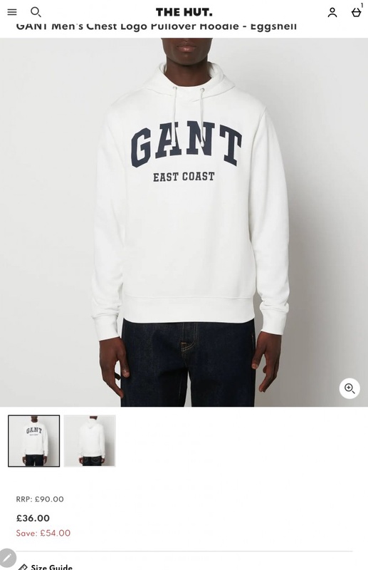 GANT Men's Chest Logo Pullover Hoodie - Eggshell | TheHut.com