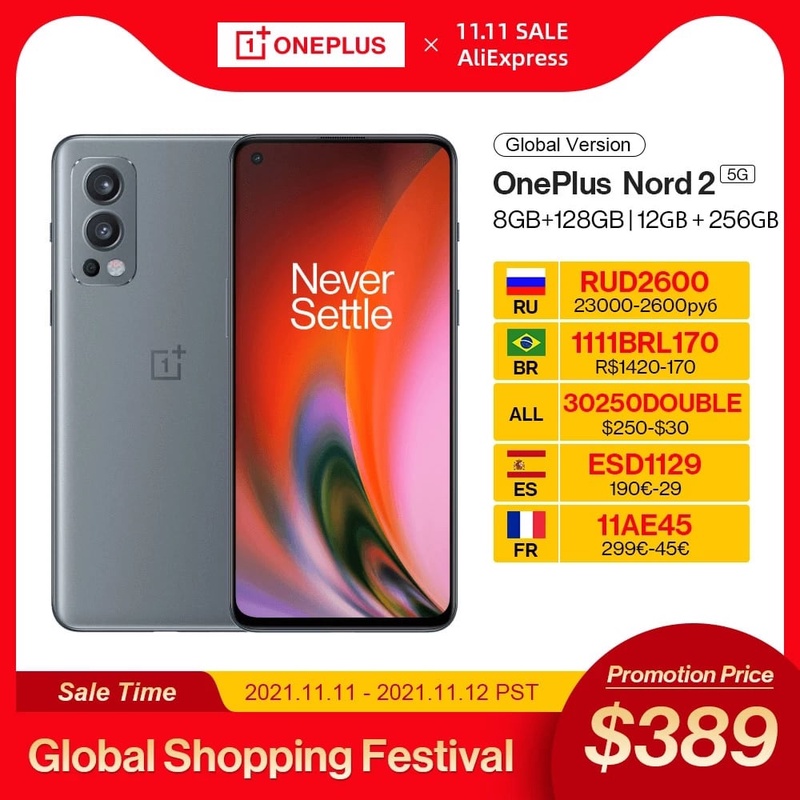 Global Version OnePlus Nord 2 5G 128GB/256GB MTK Dimensity 1200AI Smartphone 6.43” 90Hz AMOLED 50MP Triple Camera Warp Charge 65|Cellphones| - AliExpress