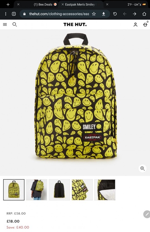 Eastpak Men's Smiley Out Of Office Backpack - AOP Yellow | TheHut.com