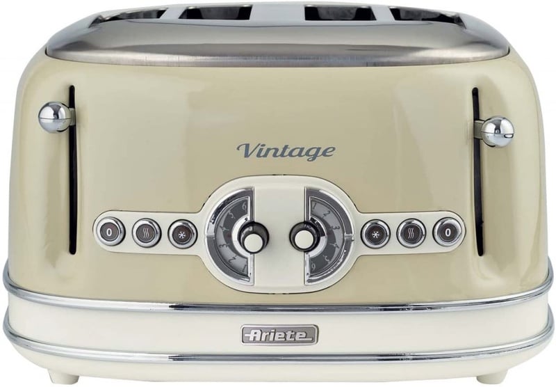 Ariete Vintage 156 Grille-pain 4 tranches, 1600 watts, 6 niveaux de grillage, en acier inoxydable peint en couleur beige pastel, sans pince: Amazon.fr: Cuisine & Maison