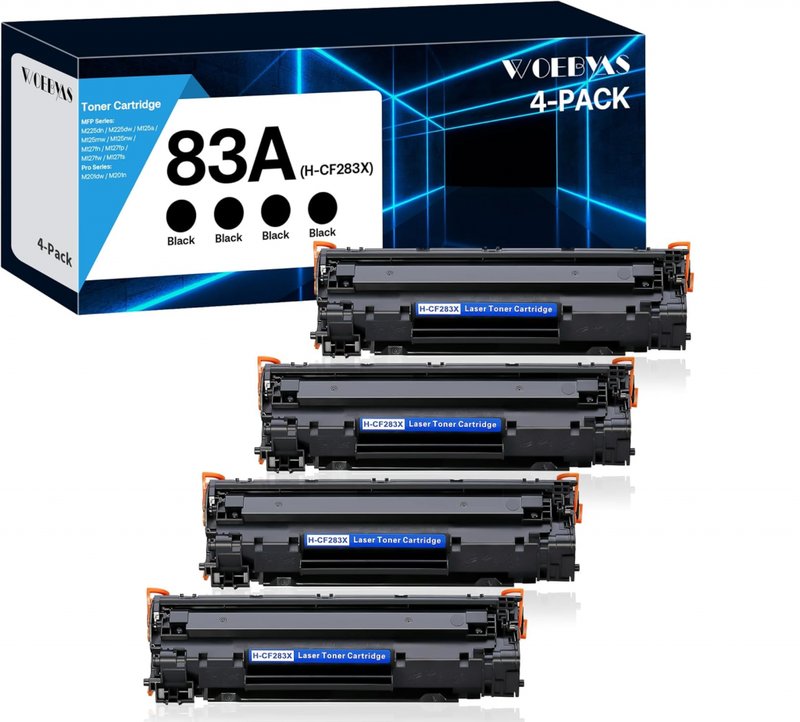 Amazon.com: 83A CF283A Black Toner Cartridge Compatible Replacement for HP 83A CF283A 83X CF283X for HP Laserjet Pro MFP M125nw M201dw M225dw M255dn M201n, 4-Pack : Office Products
