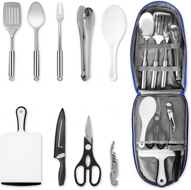 Amazon.com: Camping Silverware Set with Case, 23 Pcs Camping Mess Kit with Stainless Steel Plates, Picnic Set for 4, Travel Silverware Set, Camping Utensils for Eating, Portable Cutlery Set (4 People, Black) : Sports & Outdoors