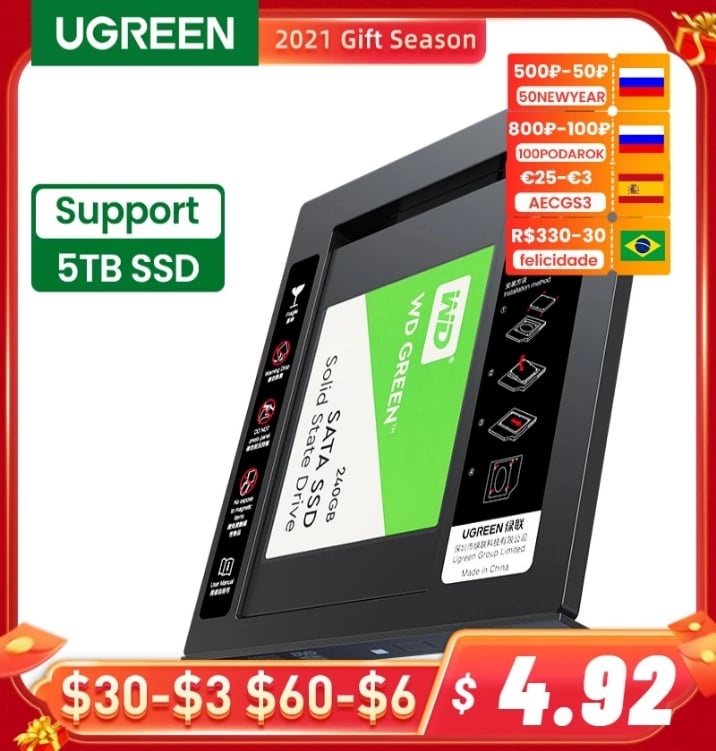 Hdd Caddy 9.5mm Universal Sata 3.0 2.5 5tb Ssd Case Hard Pc - AliExpress