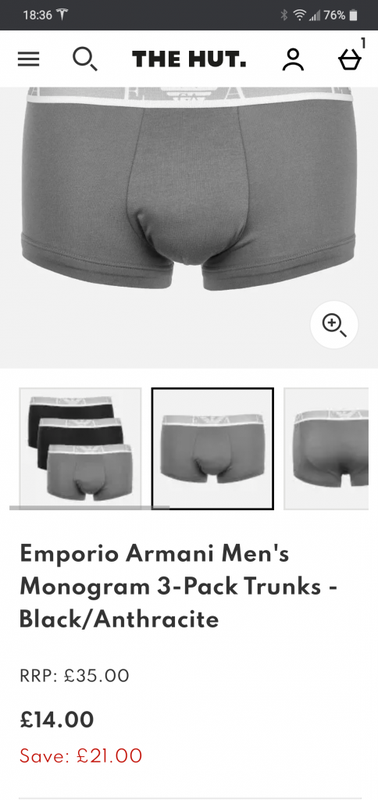 Emporio Armani Men's Monogram 3-Pack Trunks - Black/Anthracite | TheHut.com