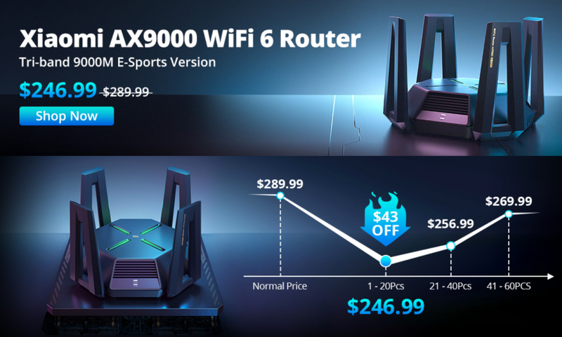 New Arrival for Xiaomi AX9000 WiFi 6 Tri-band 6-Core Router