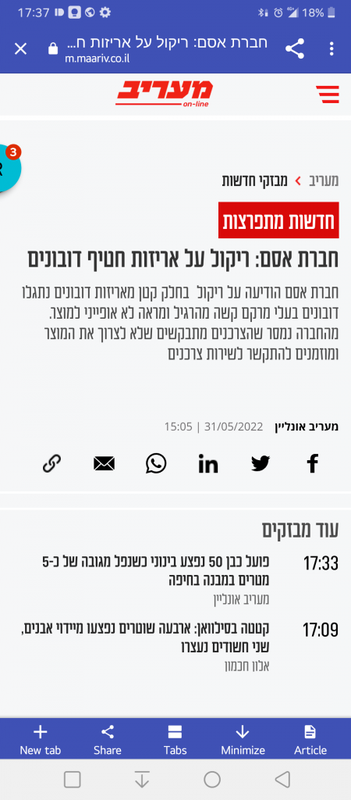 חברת אסם: ריקול על אריזות חטיף דובונים. - חדשות רוטר