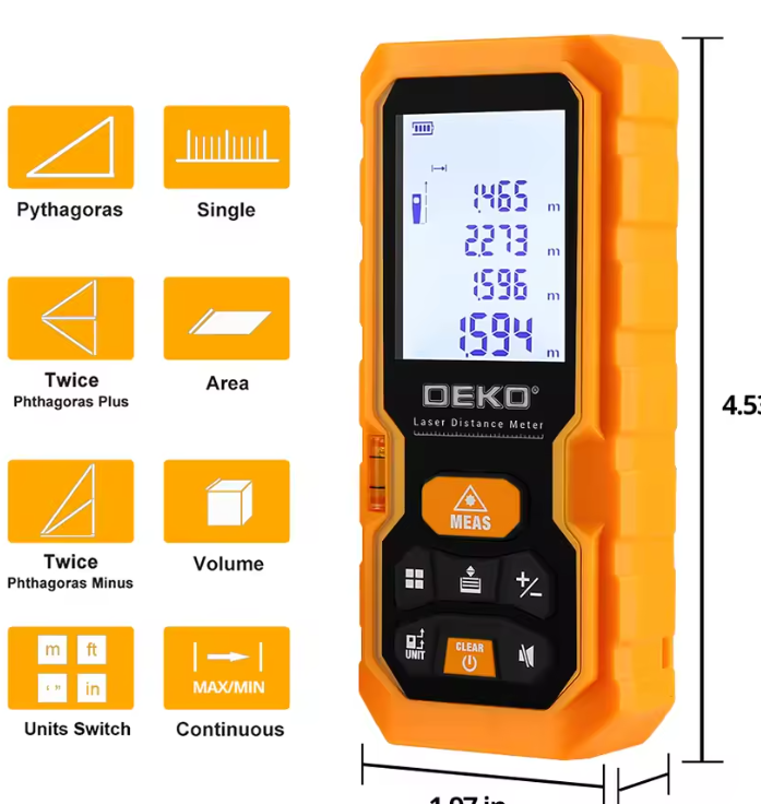 DEKO Laser Rangefinder 100M Measuring Tool