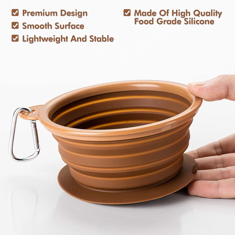 Pet Supplies : BARWO Collapsible Dog Bowl with Non Skid Suction Base -100% Pure Silicone Foldable Water Bowl, Portable Dog Bowl for Travel, Hiking & Camping 350mL 1 Piece : Amazon.com
