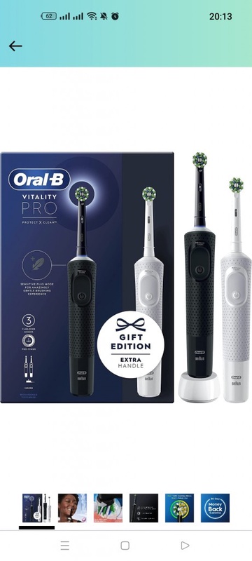 Oral-B Vitality Pro 2x Electric Toothbrushes, 2 Toothbrush Heads, 3 Brushing Modes Including Sensitive Plus, 2 Pin UK Plug, Black & White : Amazon.co.uk: Health & Personal Care