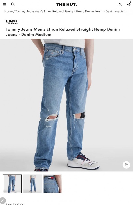 Tommy Jeans Men's Ethan Relaxed Straight Hemp Denim Jeans - Denim Medium | TheHut.com