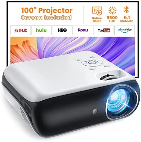 Amazon.com: Projector, Native 1080P Bluetooth Projector with 100''Screen, 9500L Portable Outdoor Movie Projector Compatible with Smartphone, HDMI,USB,AV,Fire Stick, PS5 : Electronics