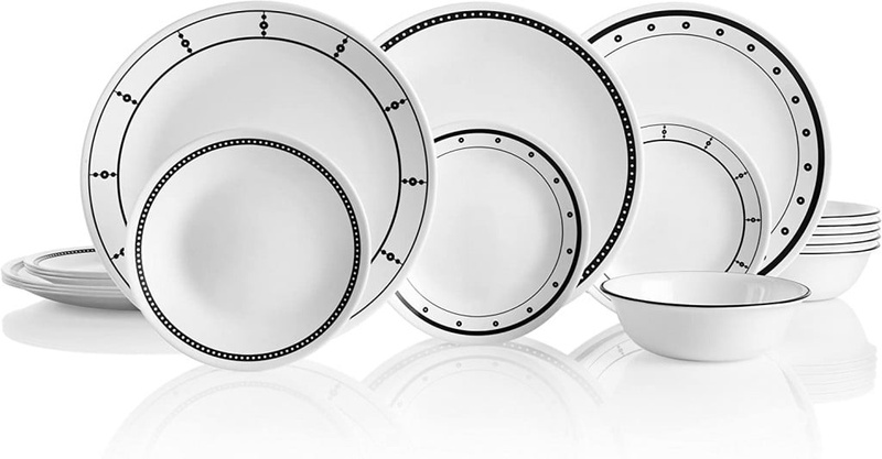 Amazon.com: Corelle 18-Piece Service for 6, Chip Resistant, Black and White Dinnerware Set