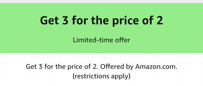 Amazon.com Get 3 for the price of 2 promotion