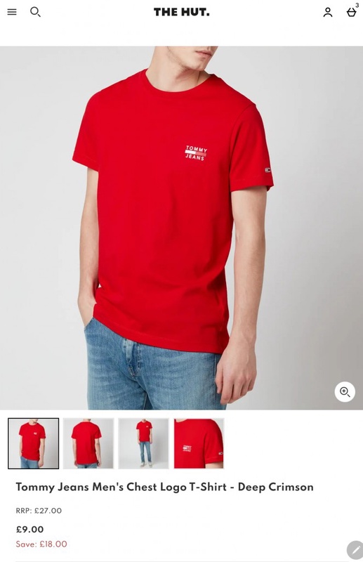 Tommy Jeans Men's Chest Logo T-Shirt - Deep Crimson | TheHut.com