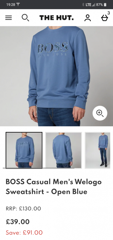 BOSS Casual Men's Welogo Sweatshirt - Open Blue | TheHut.com