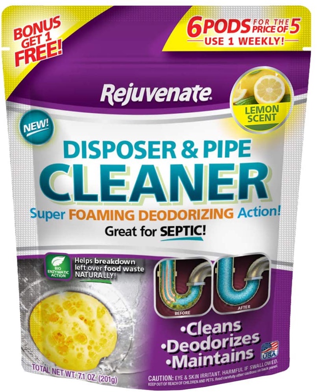 Amazon.com: Rejuvenate Garbage Disposal and Drain Pipe Cleaner Powerful Foaming Action and Removes Garbage Disposal Smells 6 Unit Pack Lemon Scent : Everything Else