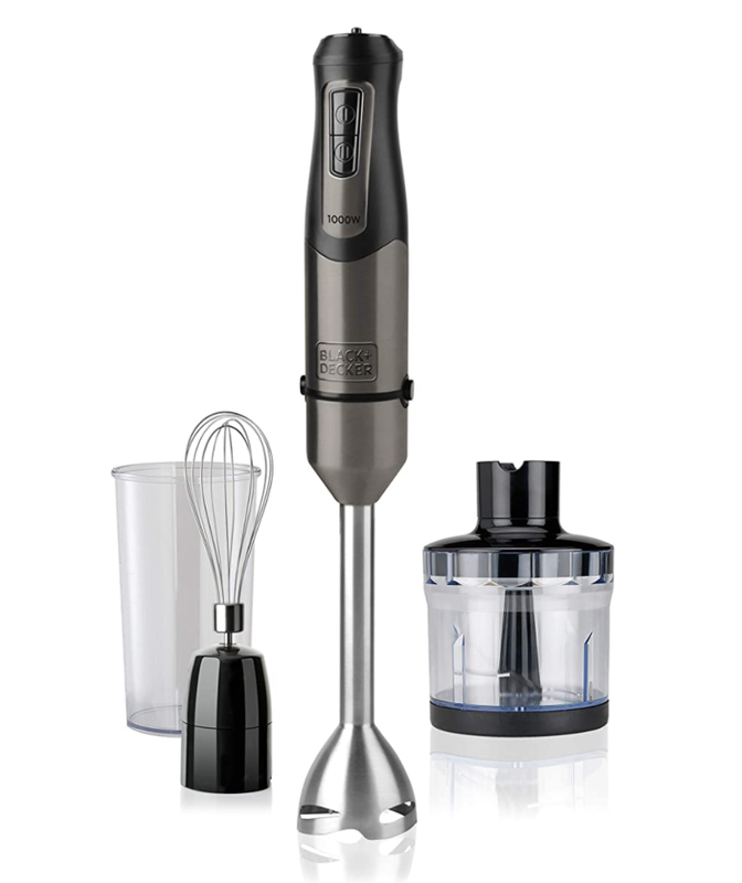 Black+Decker BXHBA1000E Batidora de mano, 3 Accesorios, 1000 W, Acero Inoxidable, 20 Velocidades, Gris : Amazon.es: Hogar y cocina