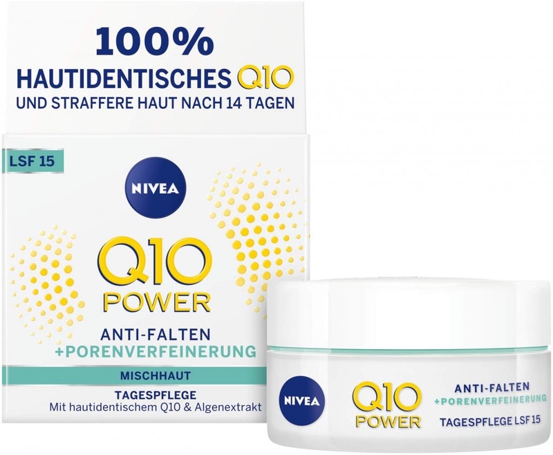 Nivea Q10 Power Anti-Wrinkle + Firming Pore-Refining Day Cream for Younger Looking Skin, Day Cream with SPF 15, 1 x 50 ml: Amazon.de