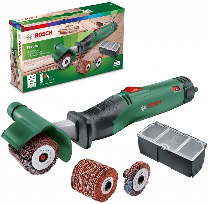 Bosch Rolling Sander Texoro (250 W, 3 accessories, accessory box, in carton packaging) : Amazon.de: DIY & Tools
