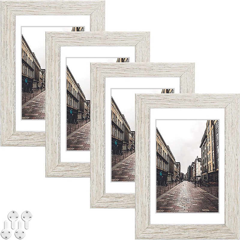Amazon.com - Oruxtto 4X6 Wood Picture Frames(Black,4pack) with HD Real Glass,3.5X5 Mat,Mount Hardware Included,Wall and Tabletop Decor -